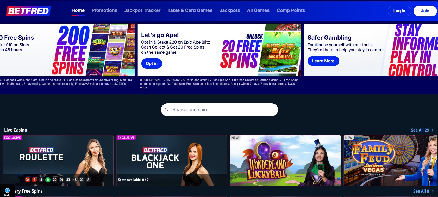 Betfred Casino Homepage
