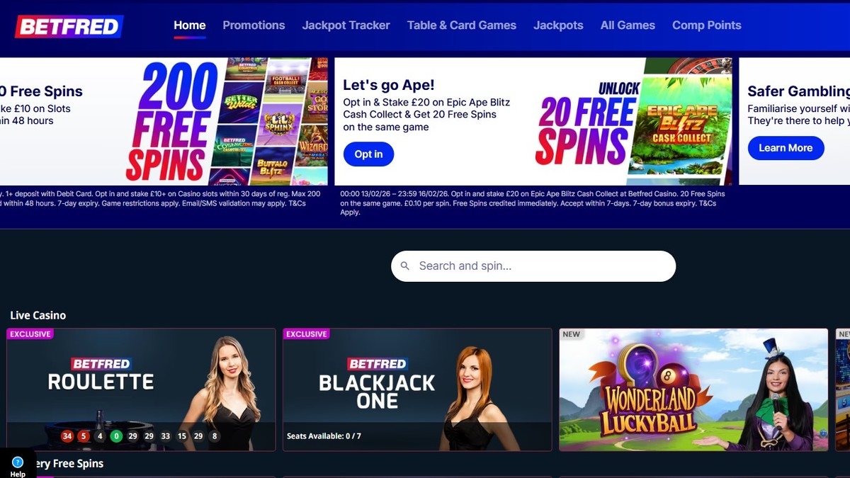Betfred Casino Homepage