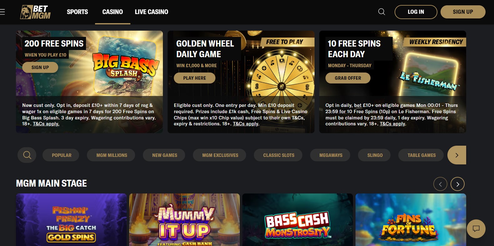 BetMGM Homepage