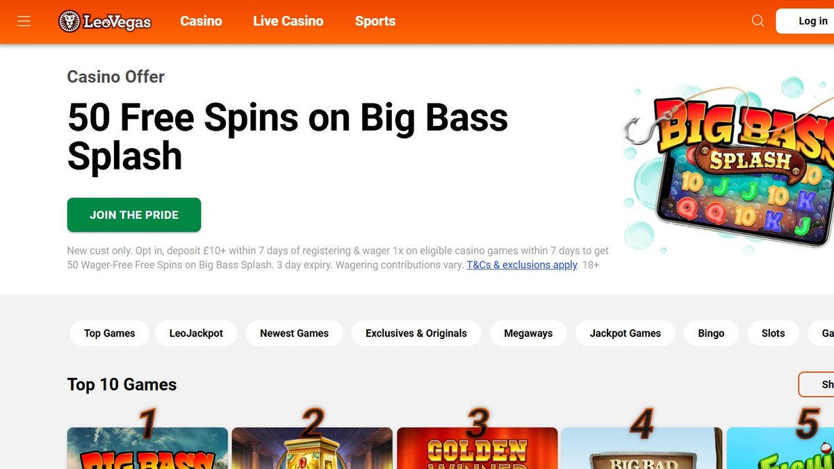 LeoVegas Casino Homepage