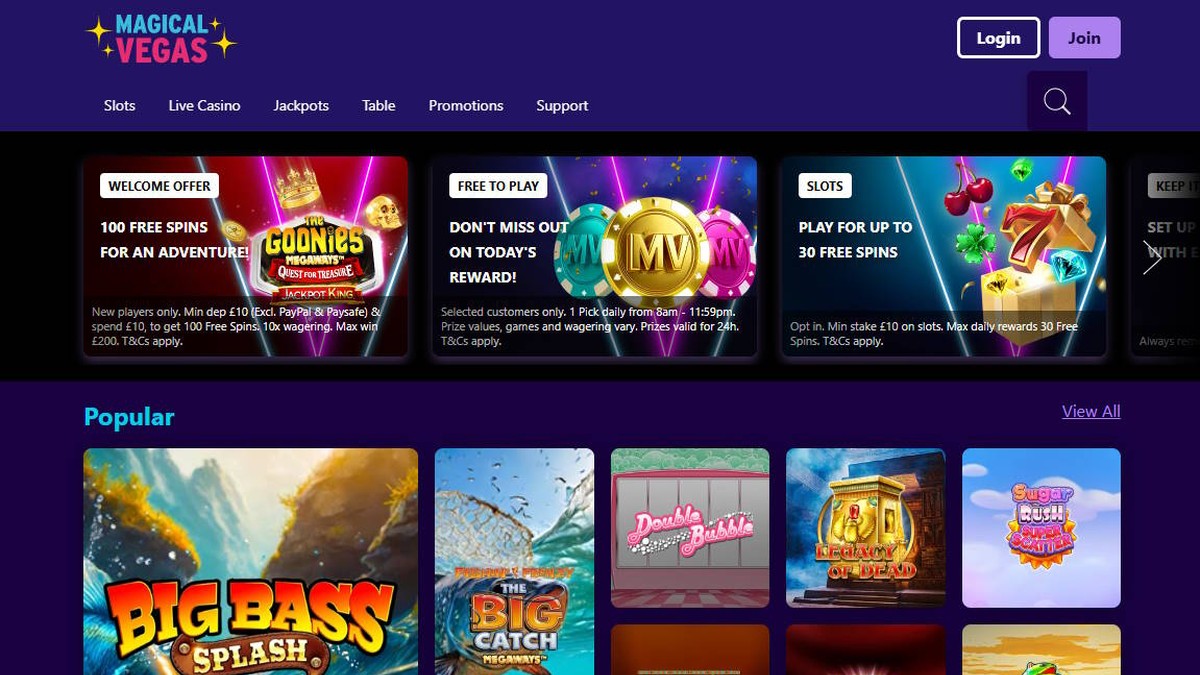 Magical Vegas Homepage