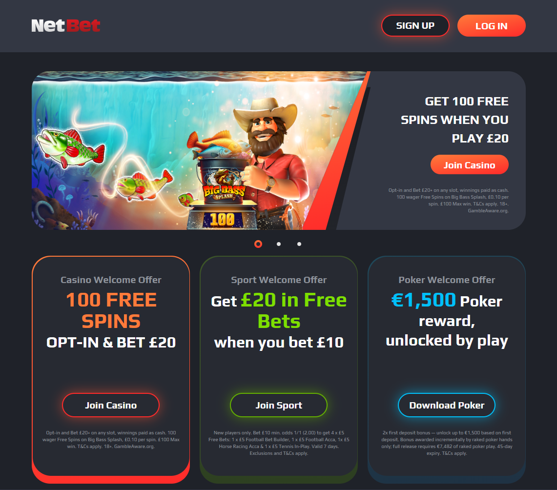NetBet Casino Homepage