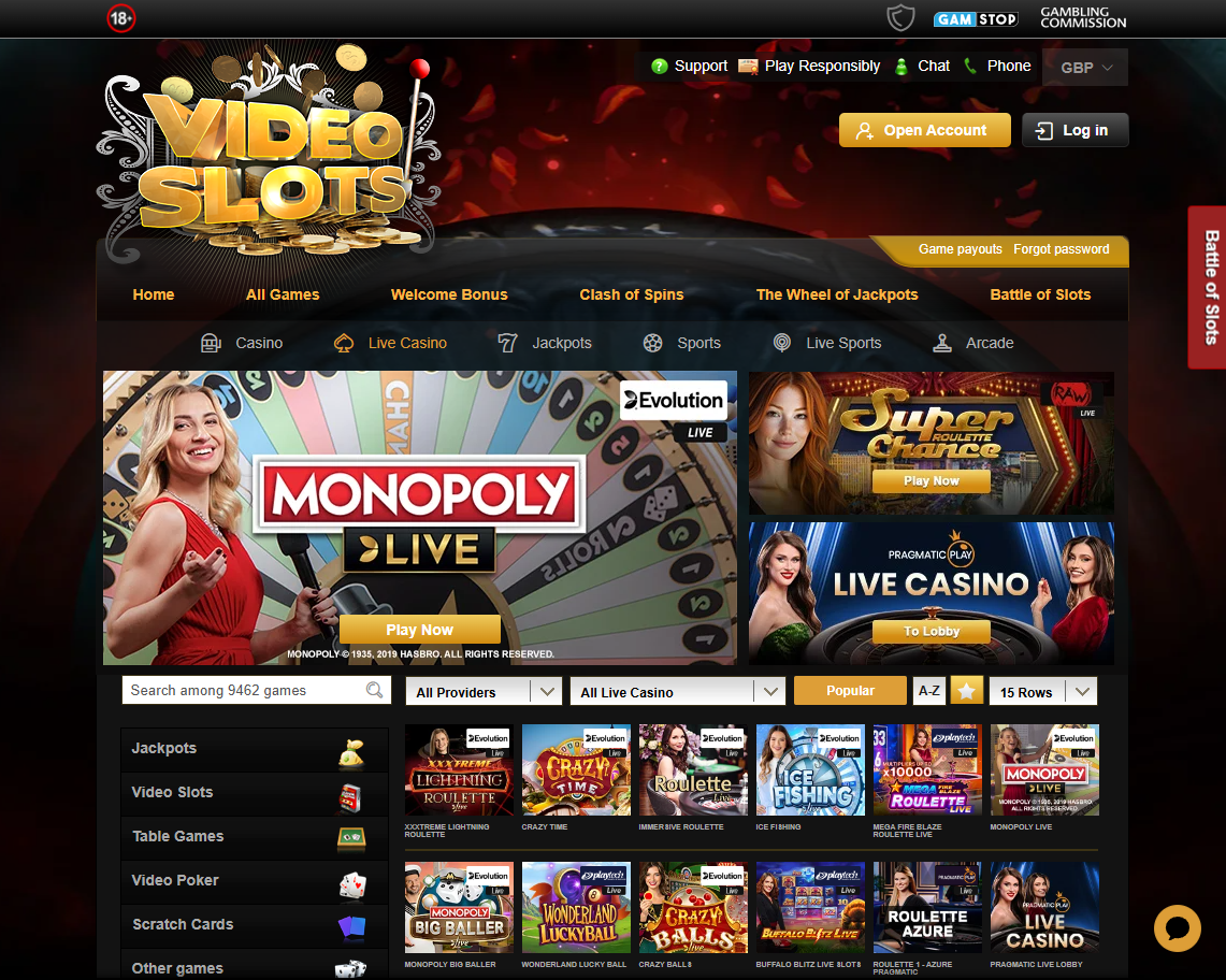 Videoslots Live Casino